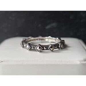 925 Sterling Silver Marcasite Stacking Band Ring Vintage, SIZE US 7